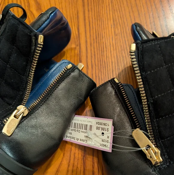 Valentina Rangoni Black Leather/Quilted Booties - Size 6.5M - Picture 5 of 12